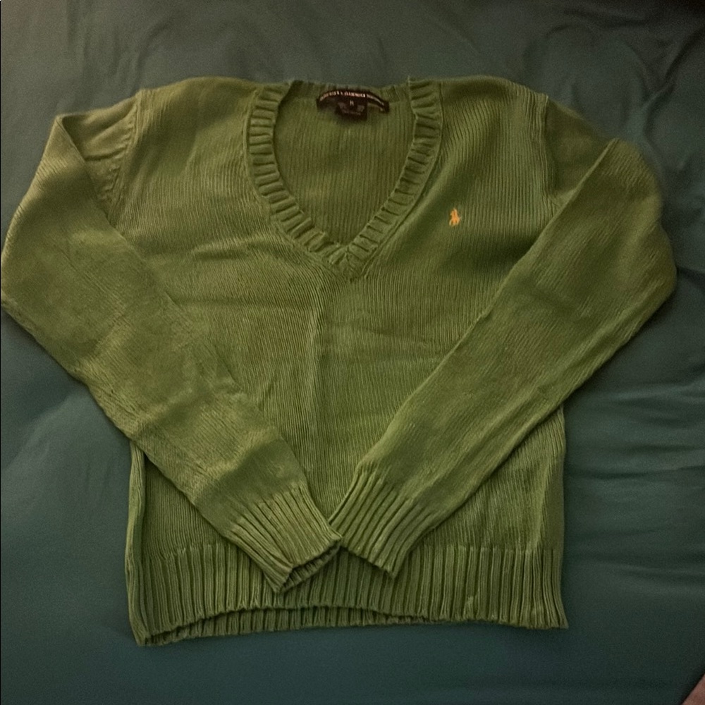 Polo Green V-Neck Sweater
